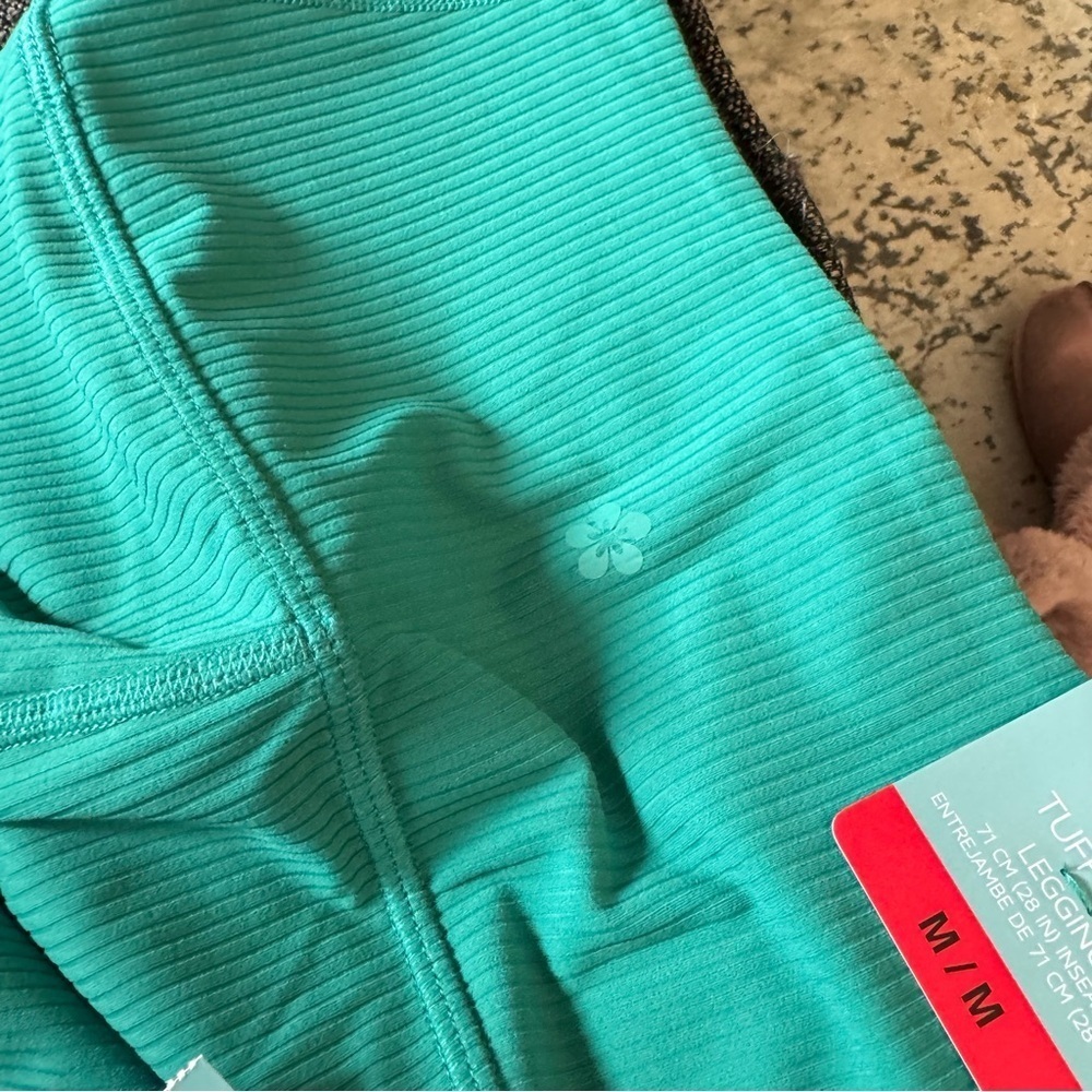 Tuff Athletics Ribbed Teal Leggings with Pockets - Picture 4 of 5